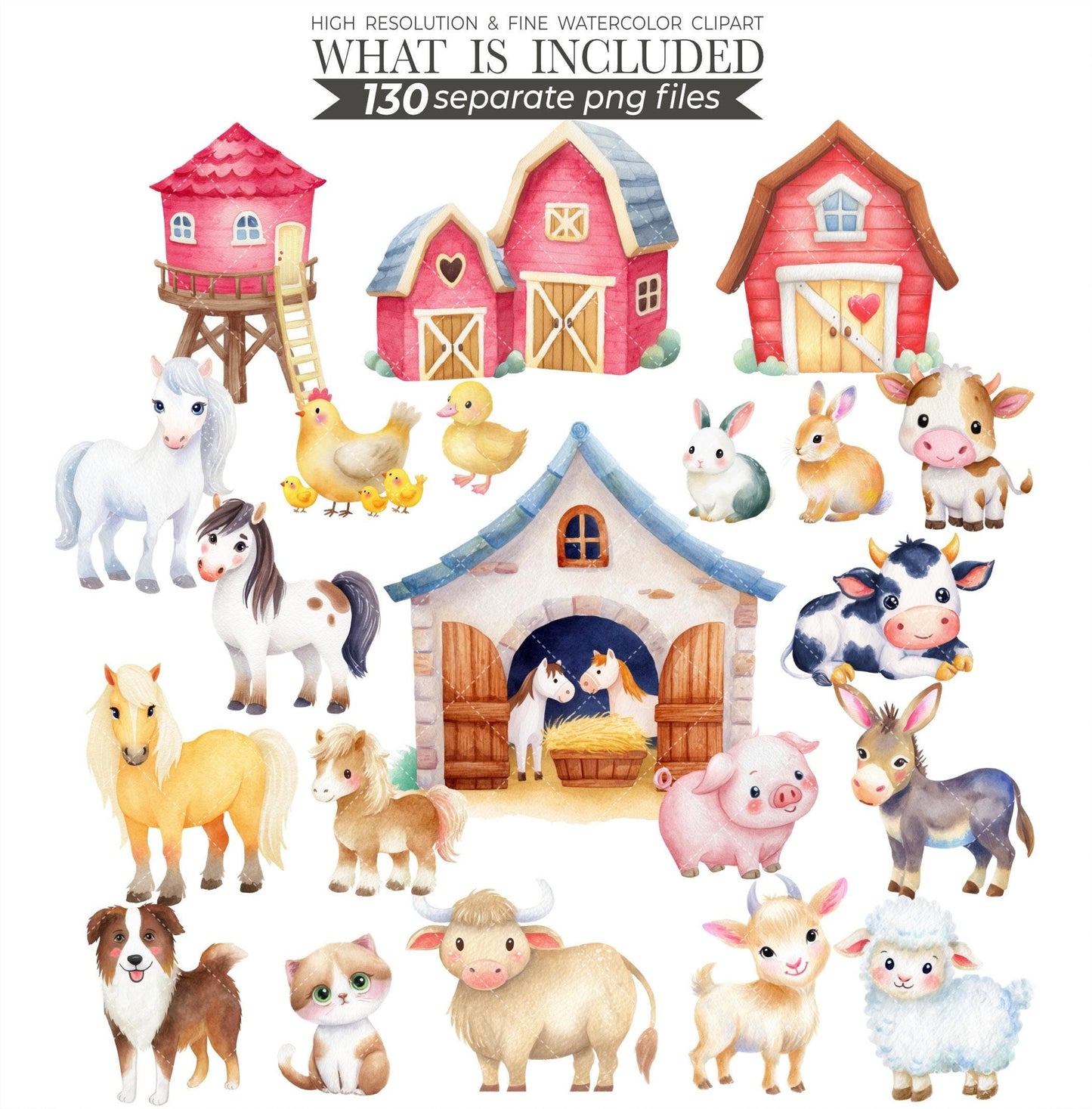 Watercolor Cowgirl Clipart Bundle: 130 PNG Designs (Digital Download)