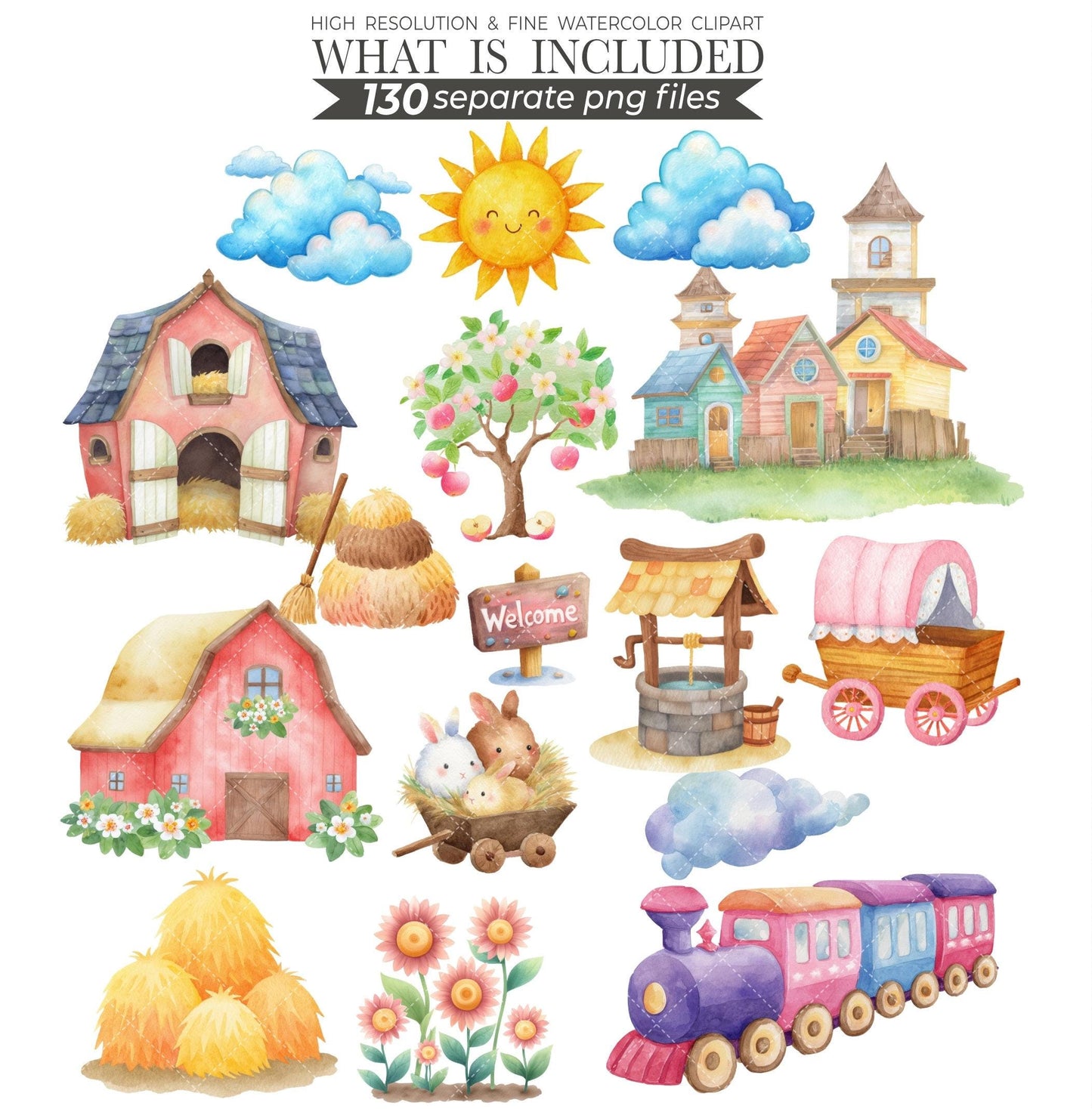 Watercolor Cowgirl Clipart Bundle: 130 PNG Designs (Digital Download)