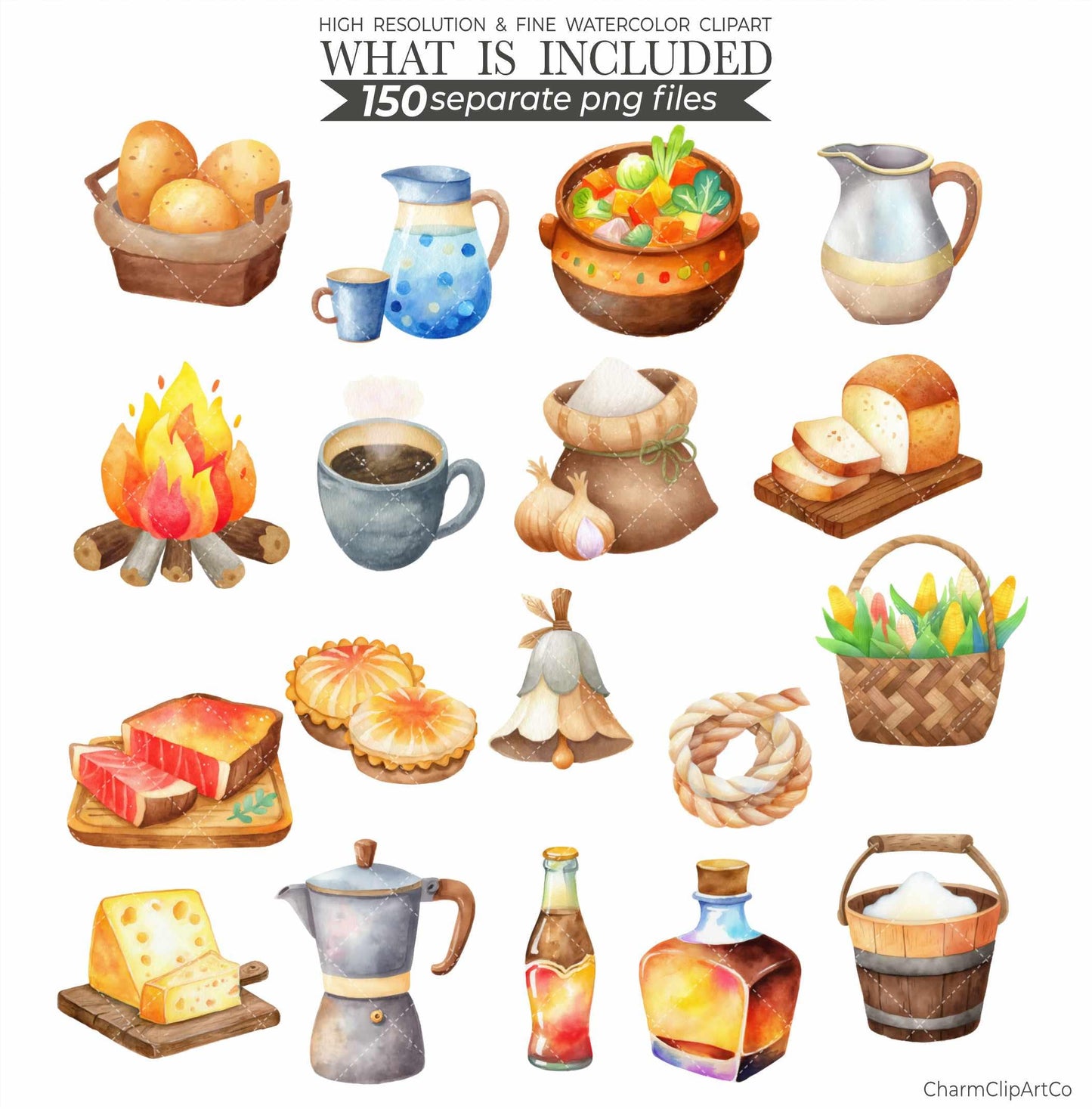 Watercolor Cowboy Clipart Bundle: 150 PNG Designs (Digital Download)